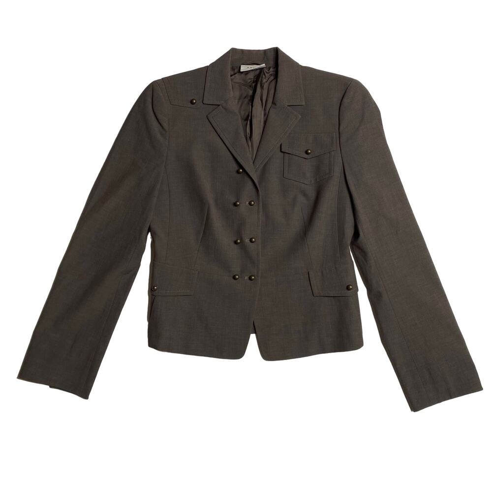 Akris Punto Double Breasted Wool Blazer Jacket Long Sleeve Brown Women's Size 6